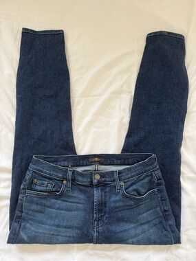 7 For All Mankind Dark Wash Skinny Jeans Mid Rise Size 29